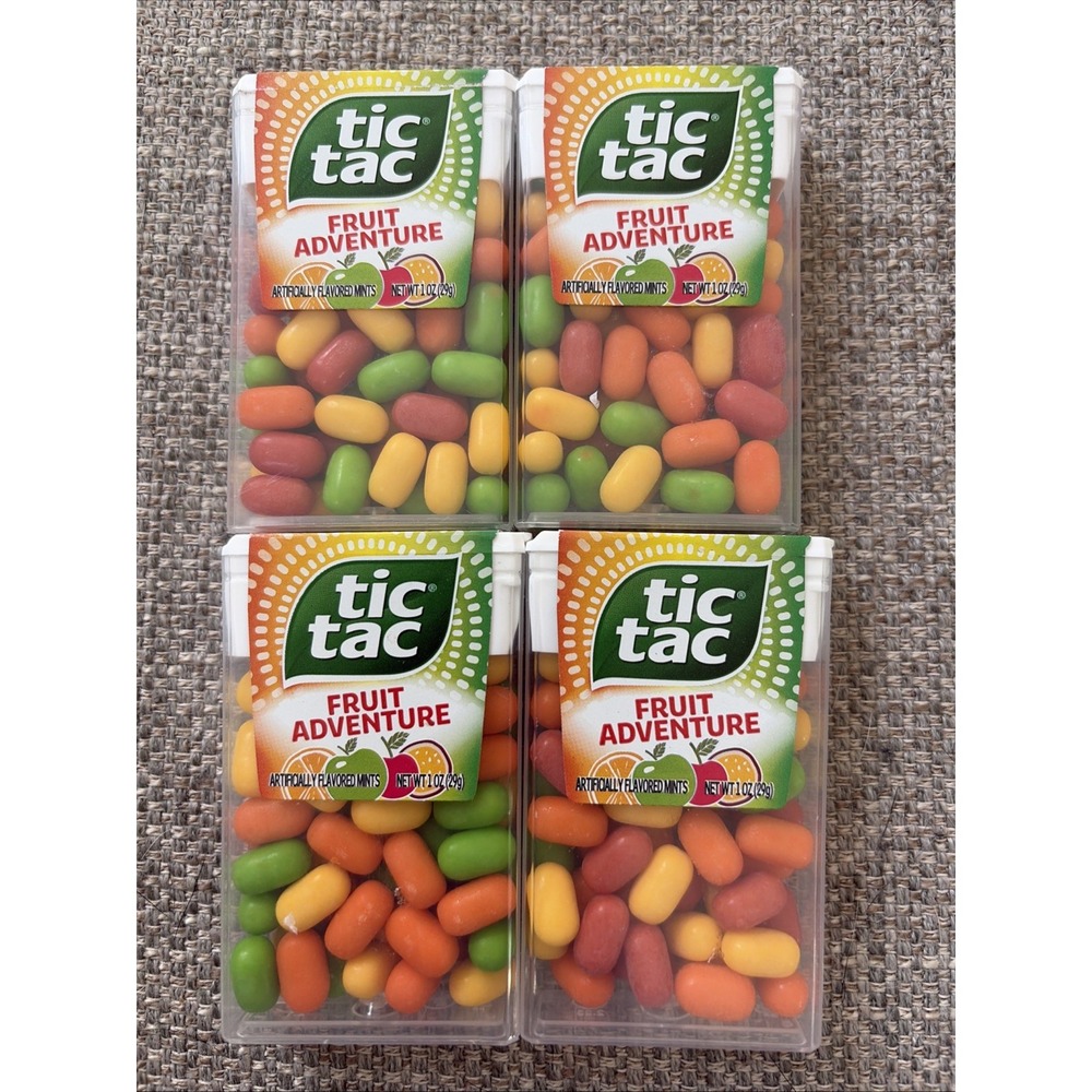Tic Tac Fruit Adventure Mints 1.2 oz 4 Pack LOT NEW Sealed Purse Candy Gum Treat
